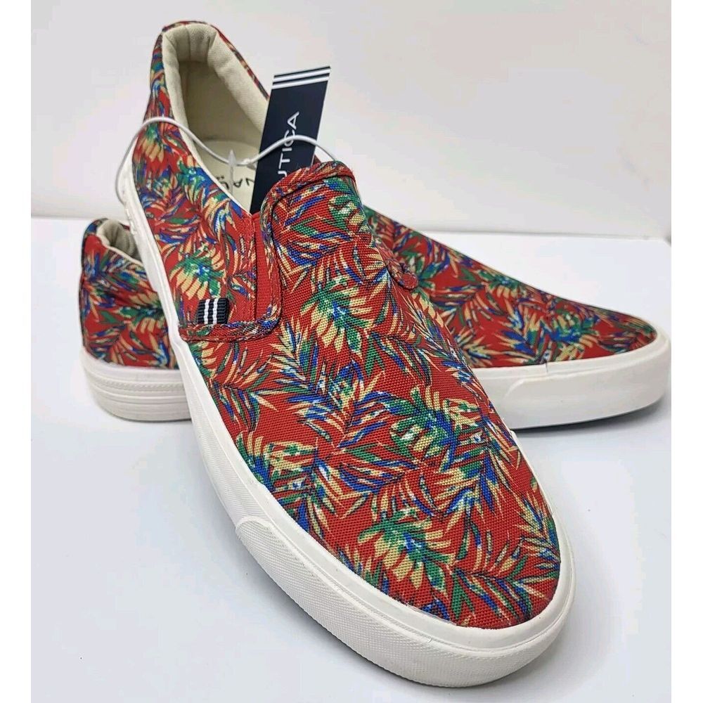 New Nautica Men's Size 8.5 Shoes Floral Red Palm Sneaker Loafer Chandler CV211-6